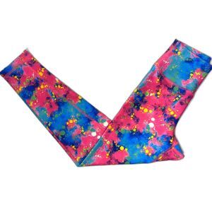 Rok The Box Pink Paint Splatter Leggings, XS, Luxe Fabric Squat Proof High Waist
